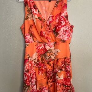Express Vibrant Orange Floral Midi Dress